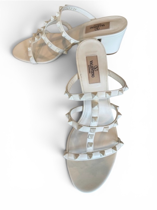 Valentino Garavani Shoes - Valentino Garavani White Rockstud Multi-Strap Slide Sandals